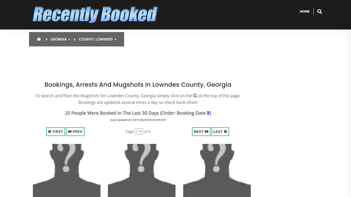 Bookings, Arrests and Mugshots in Lowndes County, Georgia - Recently Booked