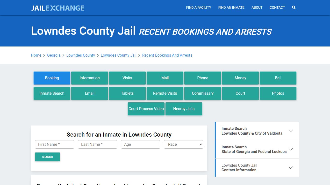 Lowndes County Jail GA Recent Arrests and Bookings - Jail Exchange