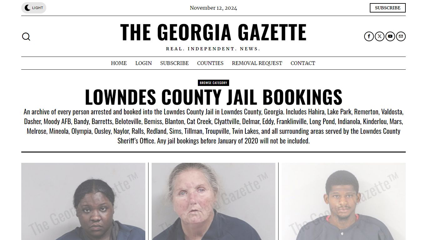 Lowndes County Jail Bookings – The Georgia Gazette